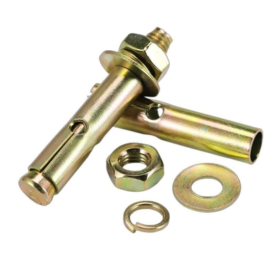 Thép carbon màu sắc kẽm bọc tay kéo mở rộng Anchor Bolt với lỗ C / W Hex Nut & Wahser