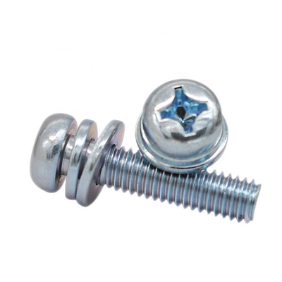 Màu xanh dương và trắng kẽm thép cacbon galvanized chéo pan đầu vít với máy giặt xuân vít và máy giặt phẳng SEM vít