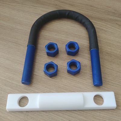 M6, M8, M10, M12, M14, M16 PTFE lớp phủ U-bolt với polyshrink, 4 hạt và một nửa vòng i-rod